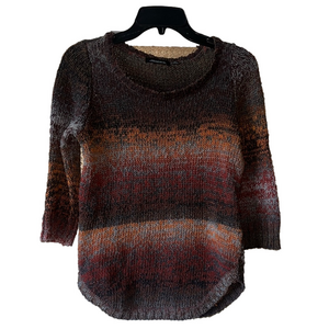 notations Women's Multicolor crew neck southwestern Sweater with 3/4 sleeves